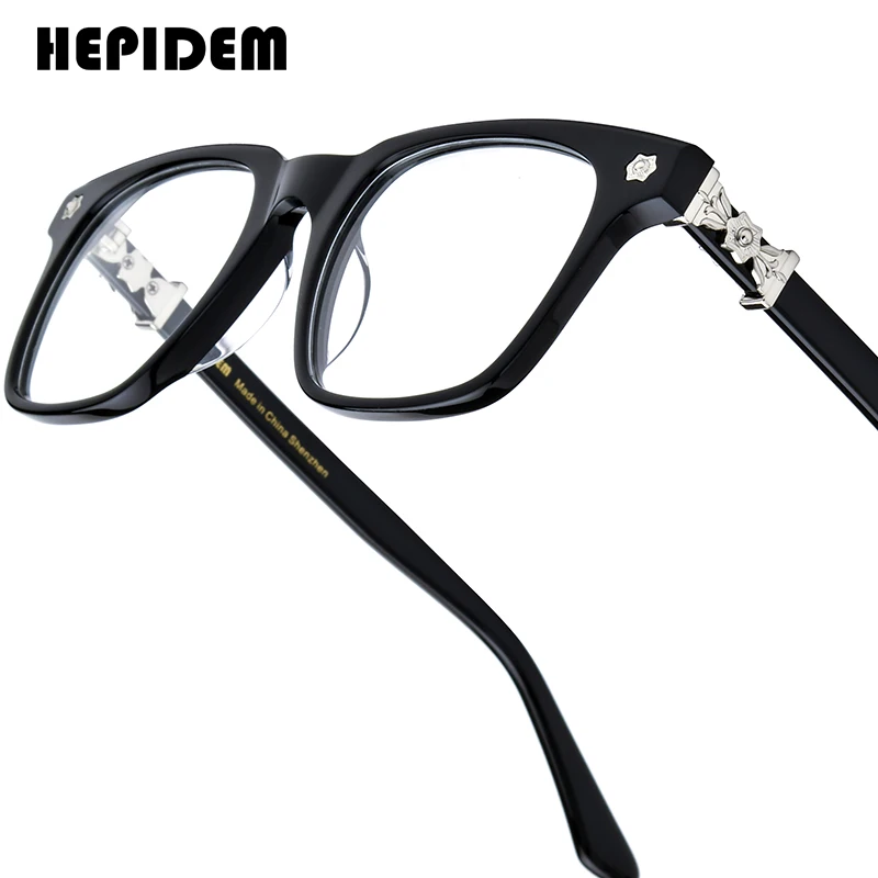 

FONEX HEPIDEM Acetate Eyeglasses Frame Men Retro Chrome Glasses Women Brand Designer Square Japanese Handmade Spectacles CH 9395