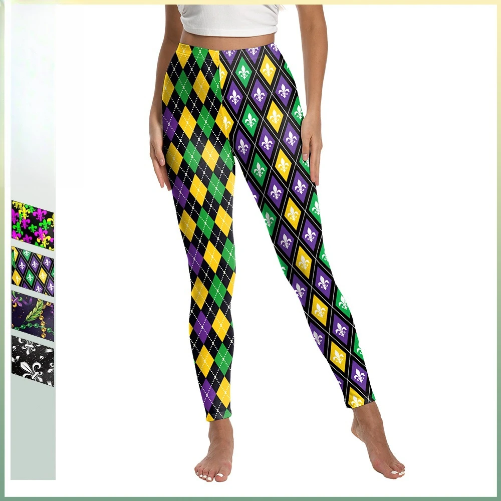 Halloween Cosplay Kostüm Karierte Feder Digital Gedruckt Hosen Sport Yoga Strumpfhosen Karneval Thema Party Outfits für Frauen