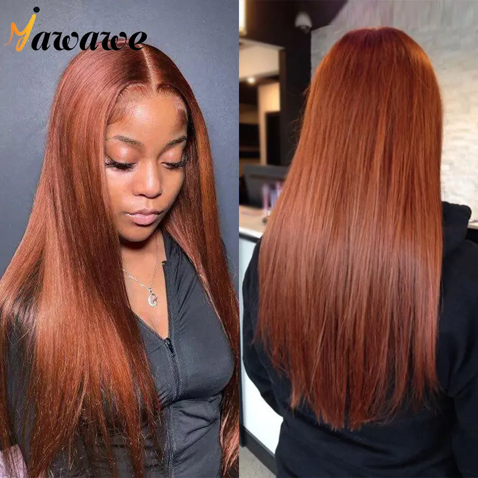 Straight glueless wig human hair pre cut pre plucked glueless wigs Human Hair Wigs For Women Colored Lace Frontal Wig YAWAWE