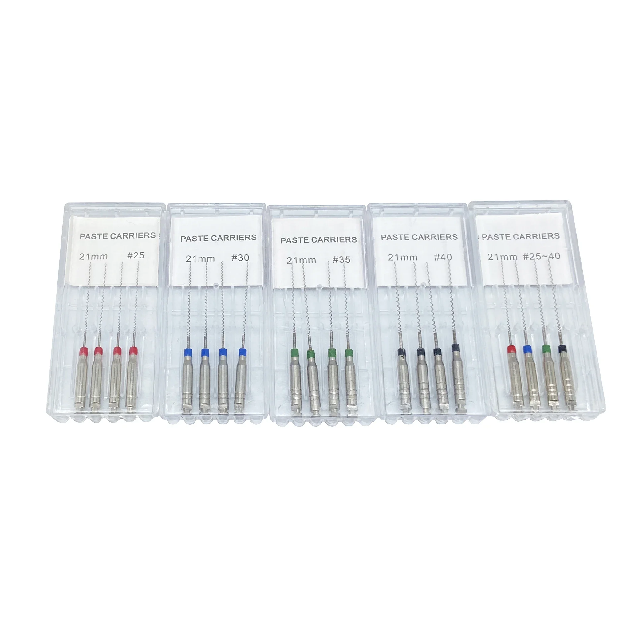 4pcs/Box 21/25mm Size: 25#-40# Dentistry Tool Dental Rotary Paste Carriers Spiral Filler Lentulo Assorted Engine Filling Paste