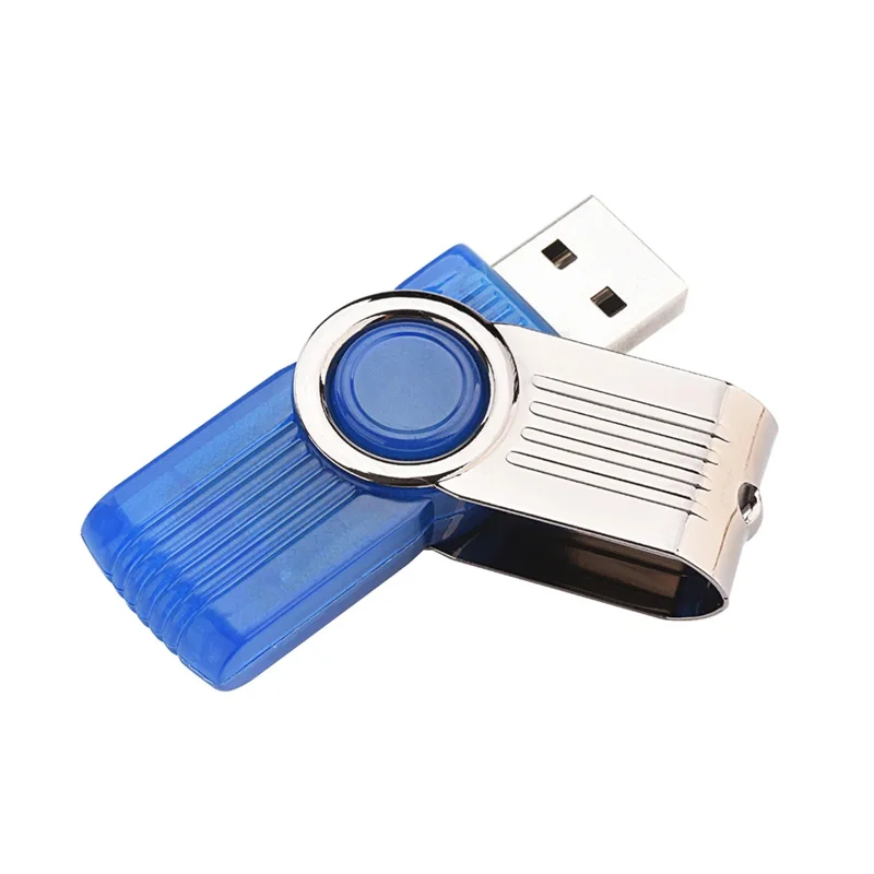 Blue Rotatable USB Flash Drive 4GB 16GB 128GB USB2.0 Pendrive Portable Memory Stick External Storage U Disk For Laptop PC