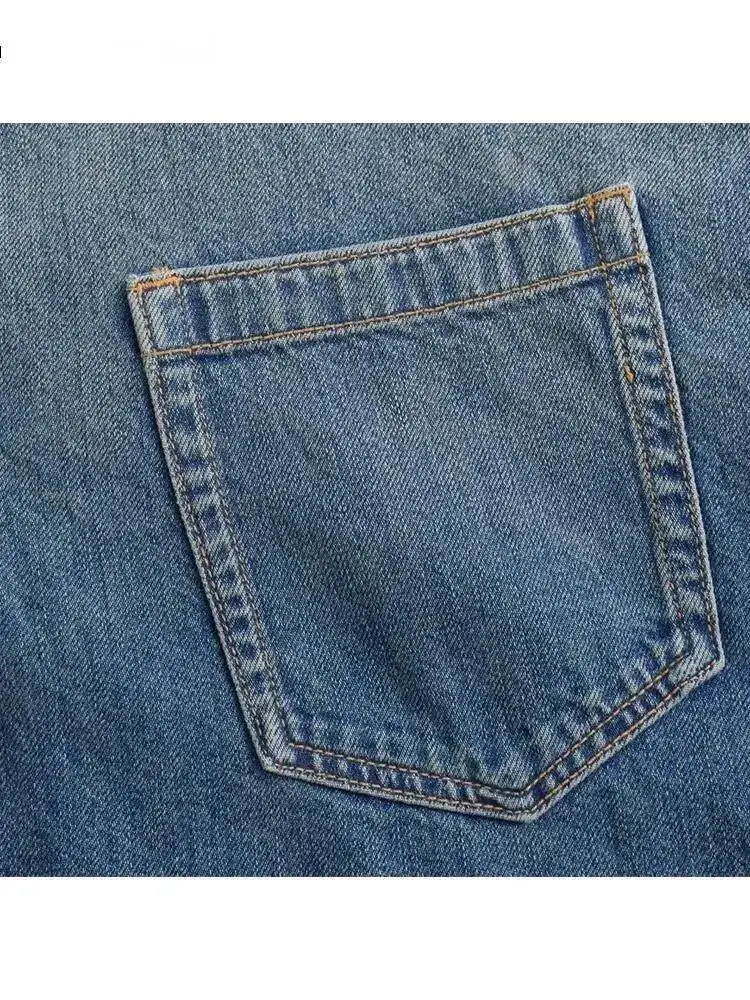 Frauen Fashion Solid Denim Kleid Mit Langen Ärmeln Weibliche Chic Dame Casual Lose Kurze Kleid Hemd Kleider Neue Mode