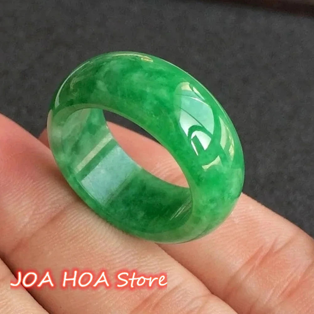 

Natural Green Jade Stone Rings Jadeite Amulet Fashion Charm Hand-Hewelry Hand Carved Crafts Gift Women Men Handring Fine Jewelry