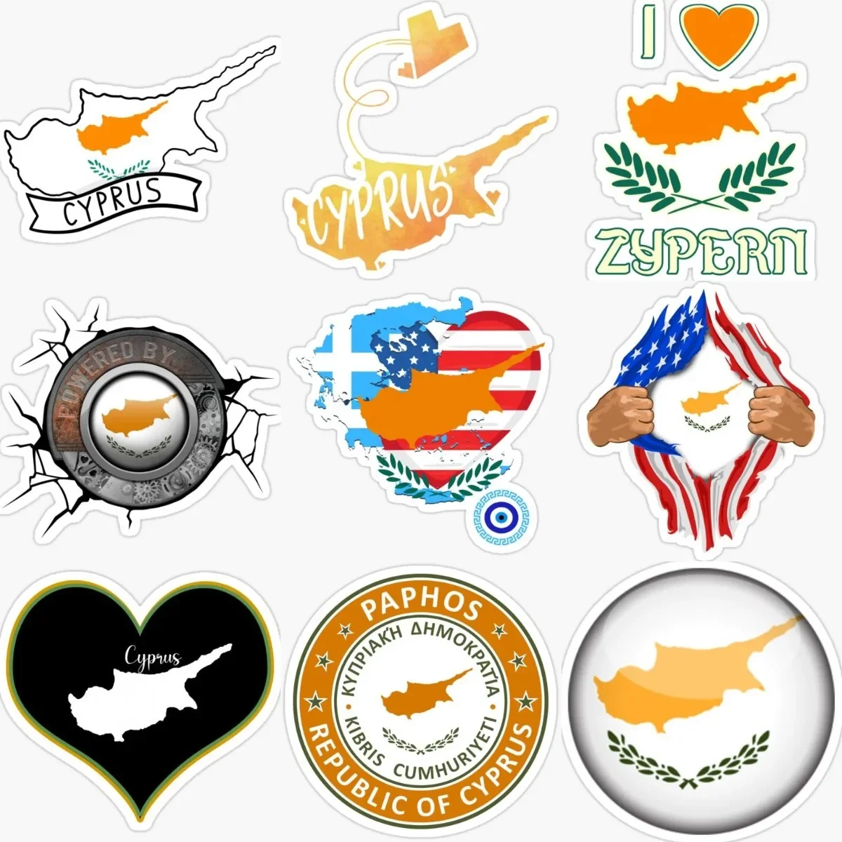 

Creative Cyprus Flag Map PVC Waterproof Accessories Stickers for Decorate Car Bicycle Truck Van Helmet Bumper Wall