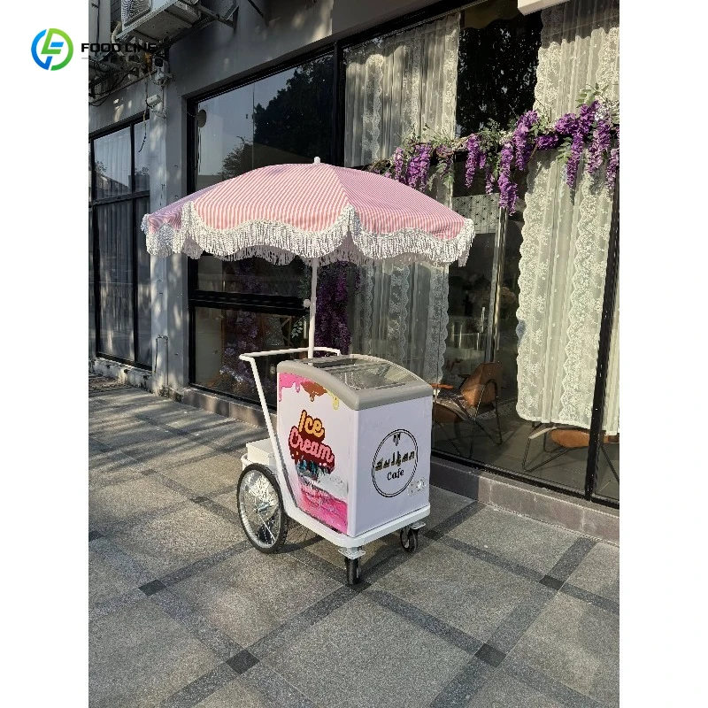 WholesaleCustomized Quick Assembly Refrigerated Ice Cream Cold Drink Candy Sales Cart 220V New Condition