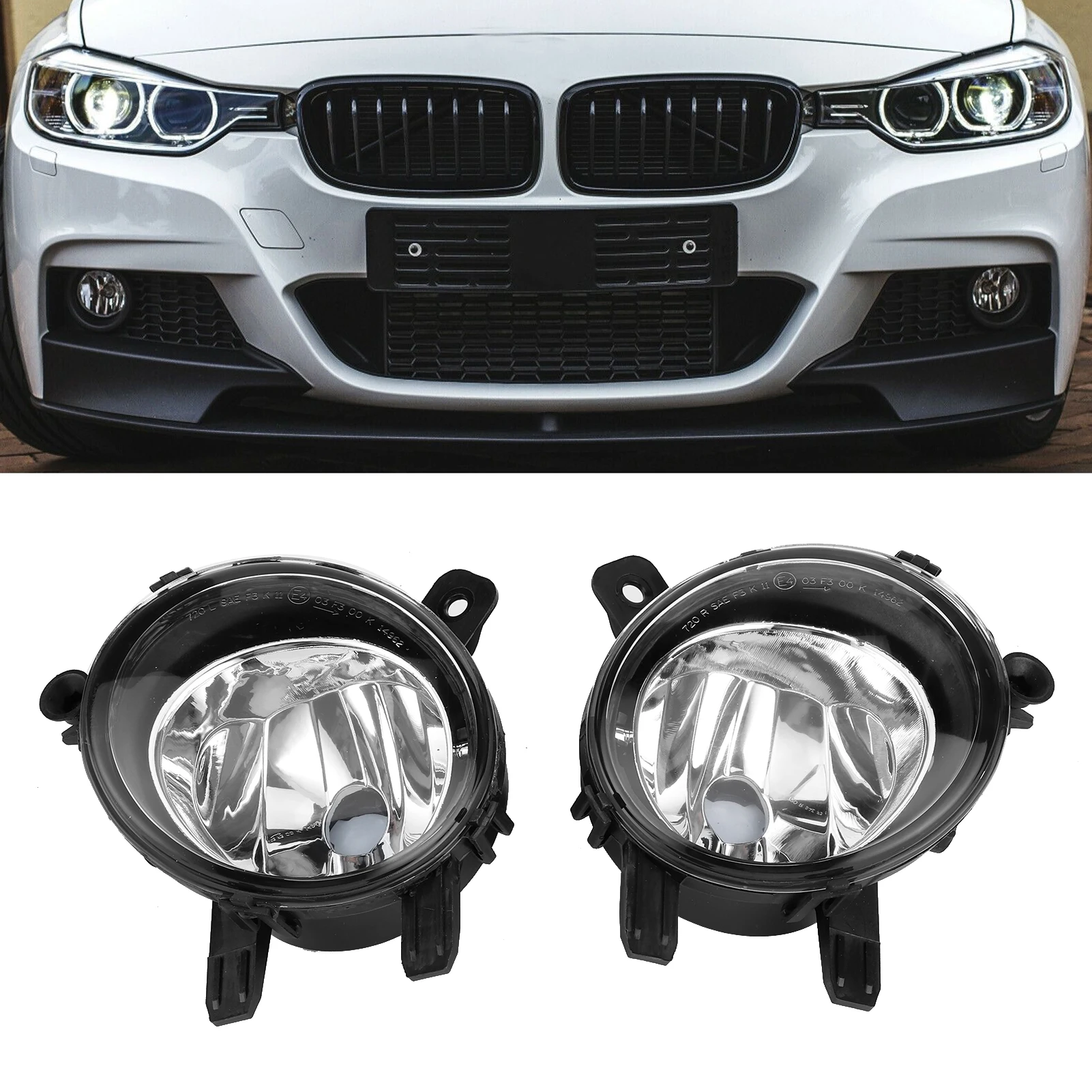 Fog Light Housing Case Lens Pair for BMW 1 2 3 4 SERIES OEM Replacement Front Fog Lamp Shell Protective Auto Lighting Repair Acc