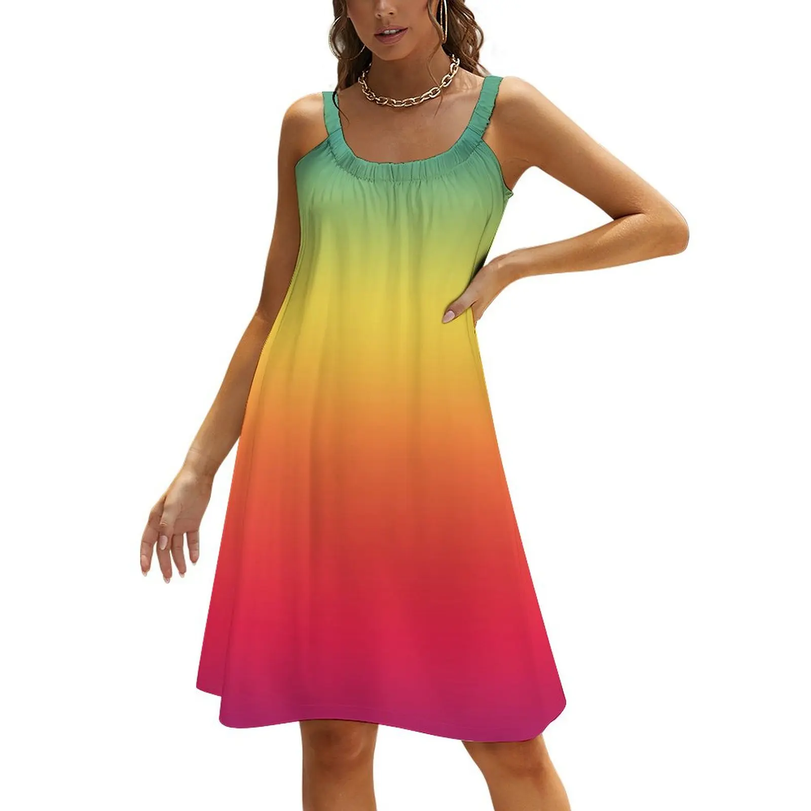 

Ombre Rainbow Fade Beach Sling Skirt womans clothing Evening gown long dresses for women beach outfits for women