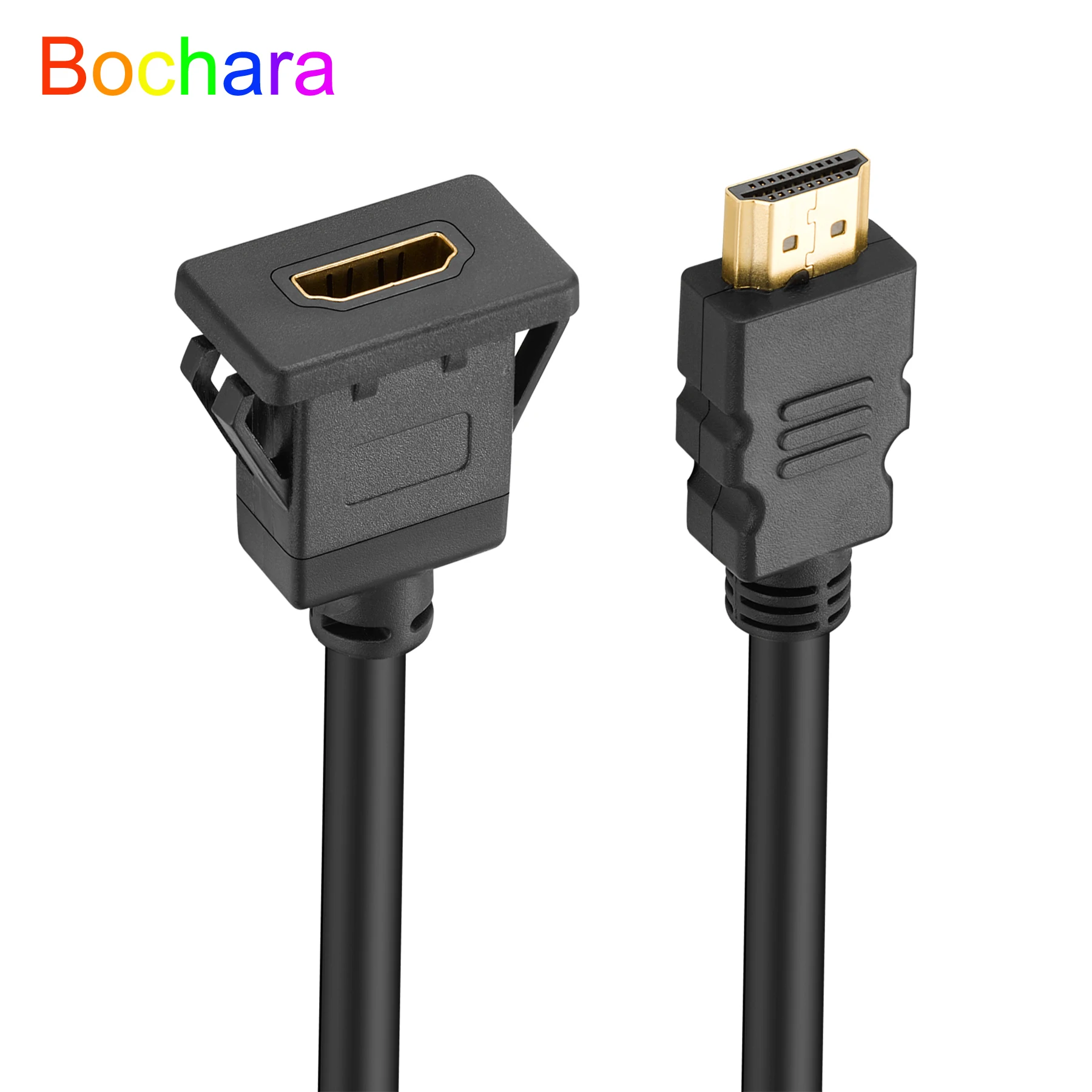 

Bochara Square Buckle HDMI-Compatible Extension Cable Male to Female 4K x 2K @60Hz Flush Mount Panel Cable For Car Motorcycle