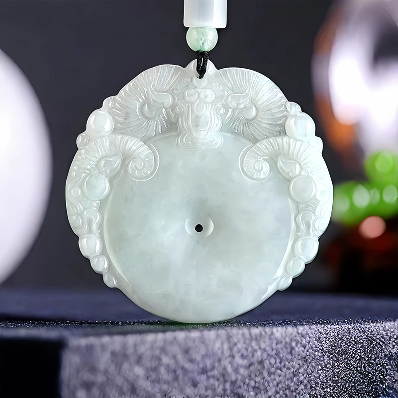 

White Myanmar Jade Sheep Pendant Necklace Choker Men Gift Natural Burmese Jadeite Gemstone Real Jewelry Accessories Fashion