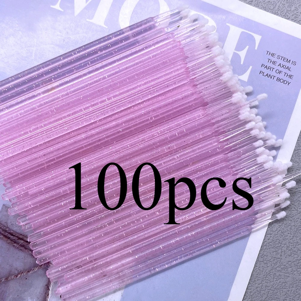 100 Stuks Micro Borstel Crystal Lash Verwijderen Wattenstaafje Microbrush Mascara Wands Applicator Wimper Extension Make-Up Kwasten Gereedschap
