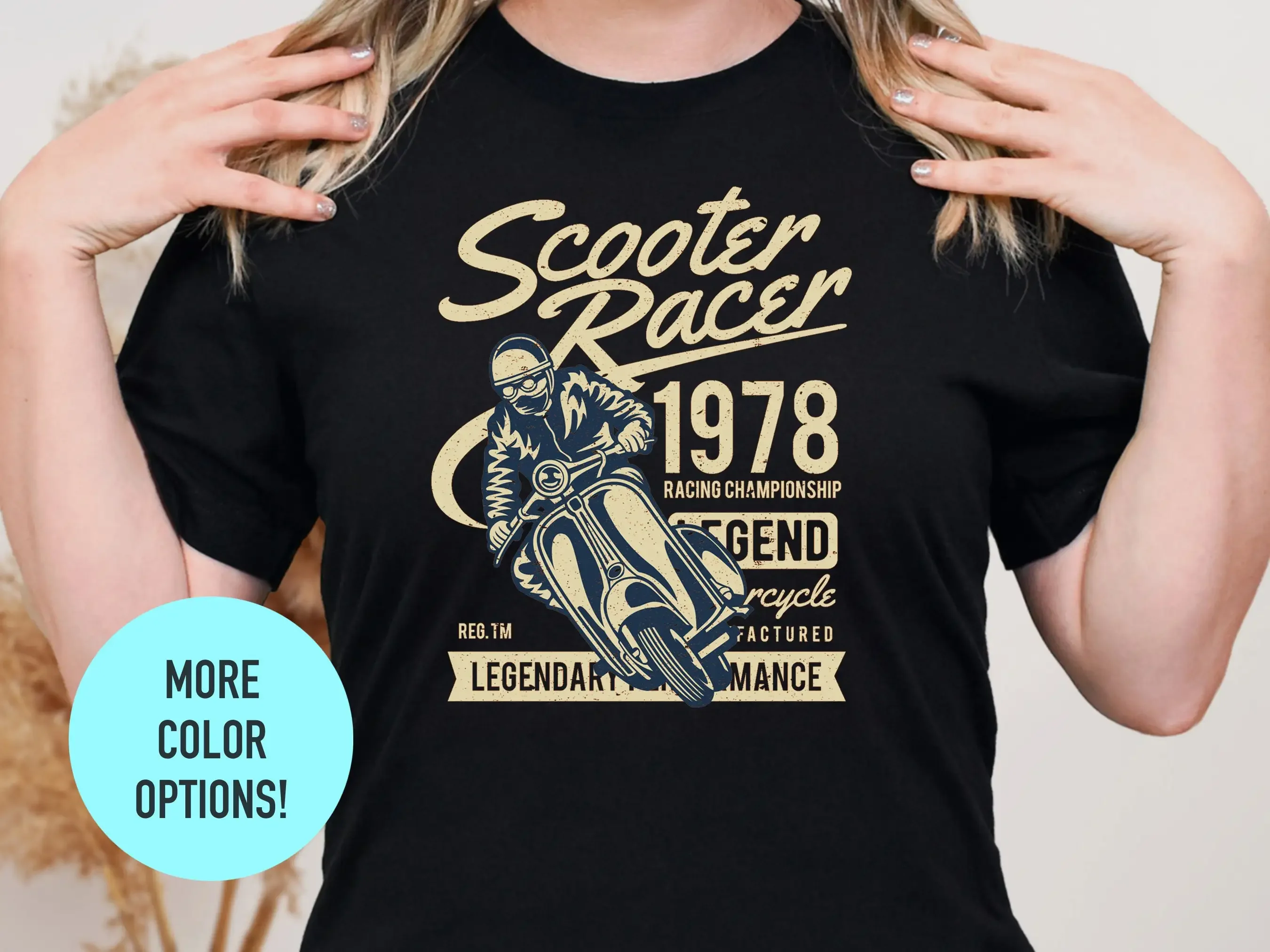 Vintage Scooter Racer T Shirt Comfort Colors Style Art Moped