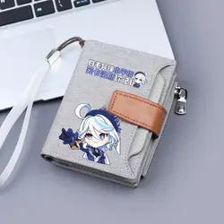 Genshin Impact Furina  Theme Cartoon Short Wallet PU Leather Unisex Purse Men's Wallets Women Card Holders Coin Purse