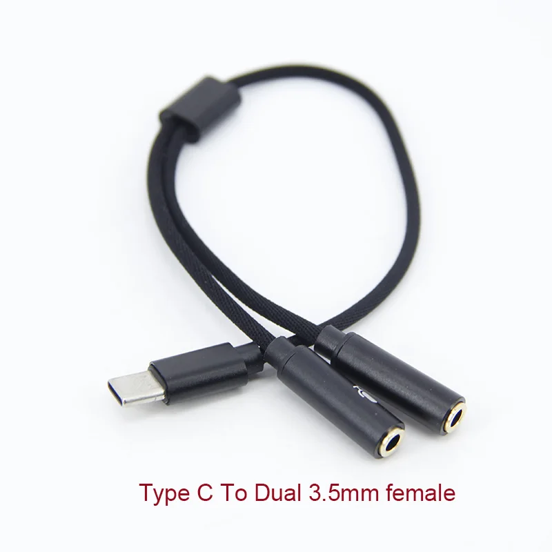 

Type C To Dual 3.5mm female Jack Earphone Usb C To 3.5mm Aux Double Headphone Microphone Adapter Wire w28