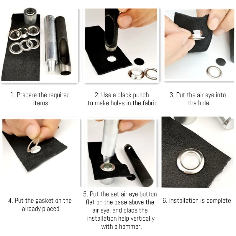 100 Pair Grommet Kit Copper Grommets Eyelets with Washers for Tarpaulin Leather Fabric Craft Making Canvas Belt