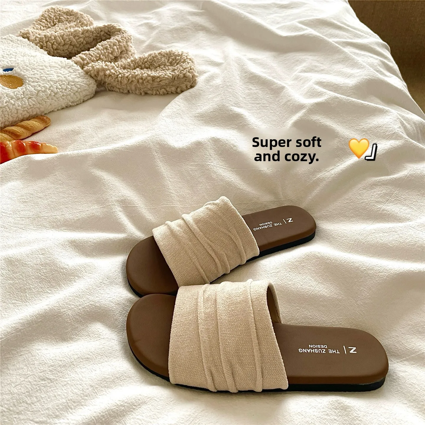 Comfortable Linen Summer Sandals Women's Open-Toe Slip-On Shoes Breathable Beach Flats Korean Style Hollow out Design