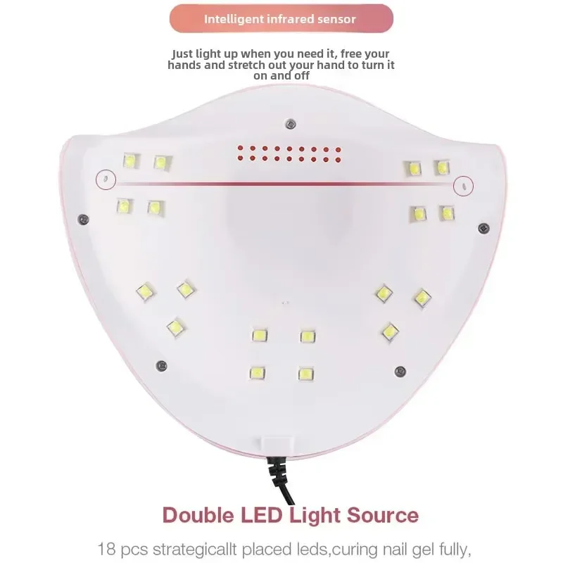 Profesjonalna lampa do paznokci LED do manicure, lampa UV do suszenia paznokci, urządzenie do paznokci UV Gel LED, inteligentny czujnik, wtyczka USB