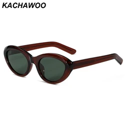 Kachawoo women polarized sunglasses cat eye tr90 frame acetate female oval sun glasses fashion style decoration brown green