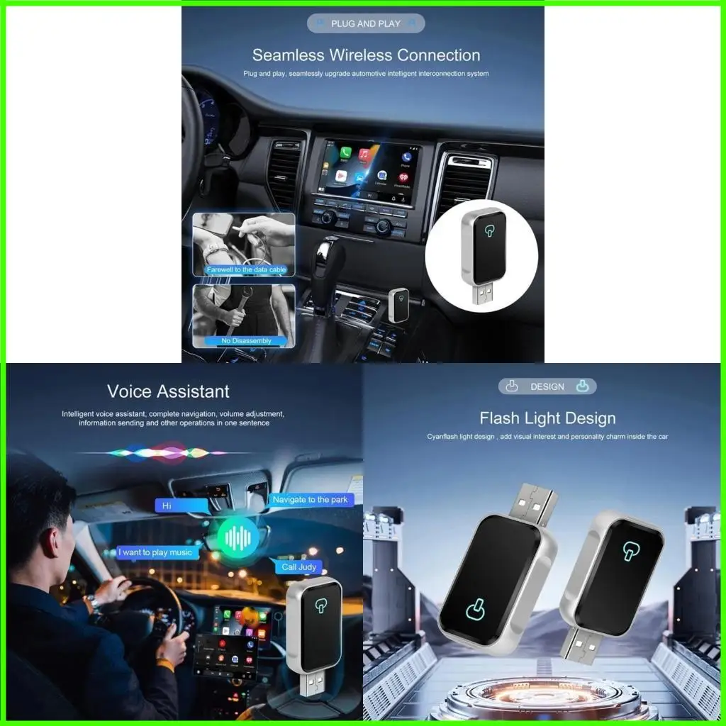 

Type C to Wireless Car Dongle Adapter, Fast Auto Pairing, With 0 Latency