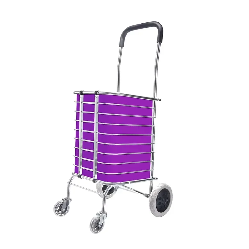 Folding Shopping Cart Aluminum/PVC Four-Wheeled 360 Degree Rolling Swivel 40KG Capacity Groceries Luggage Laundry Tools OEM