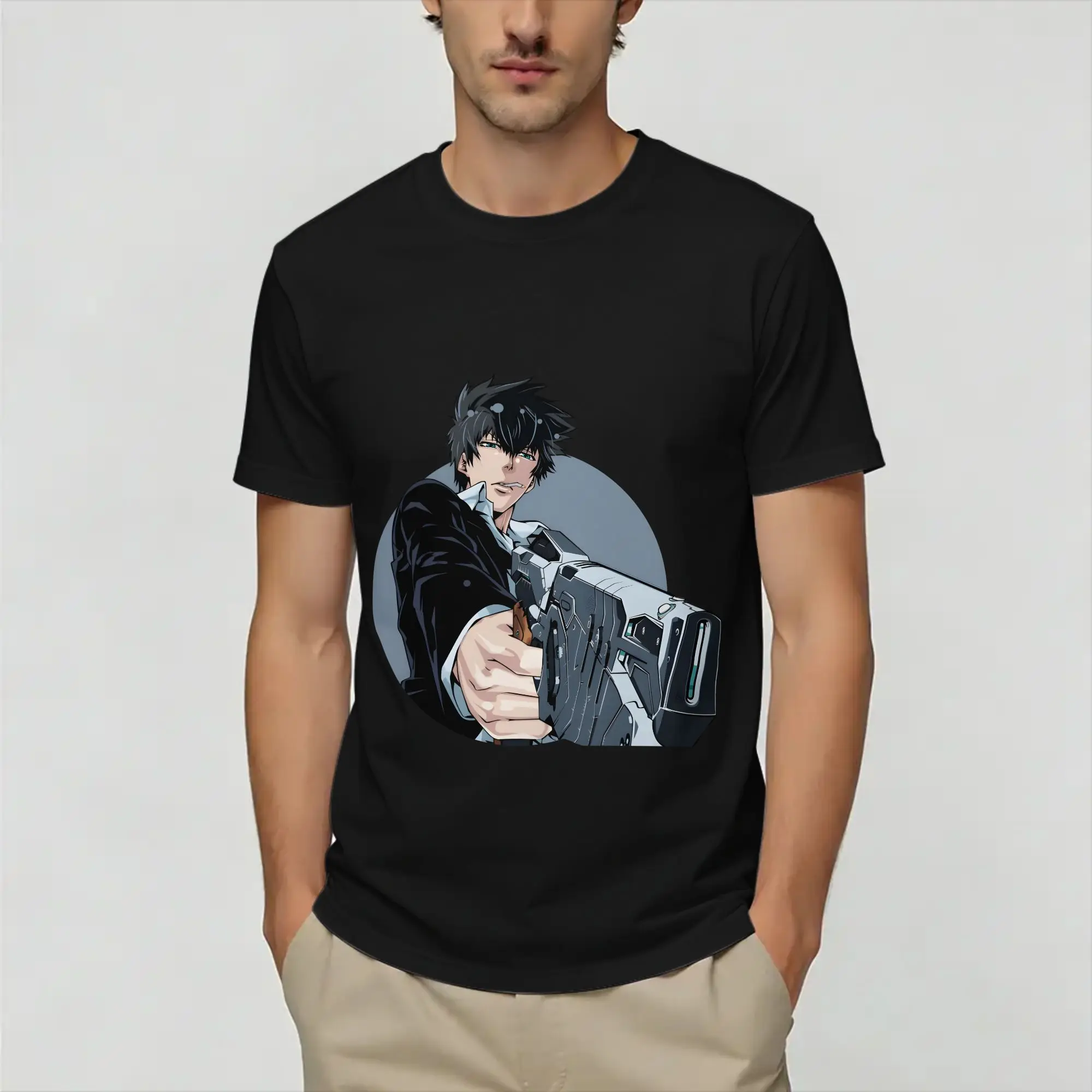Men's T-Shirt Psycho-Pass  Crazy 100% Cotton Tee Shirt Short Sleeve  T Shirt Crewneck Clothes Gift Idea