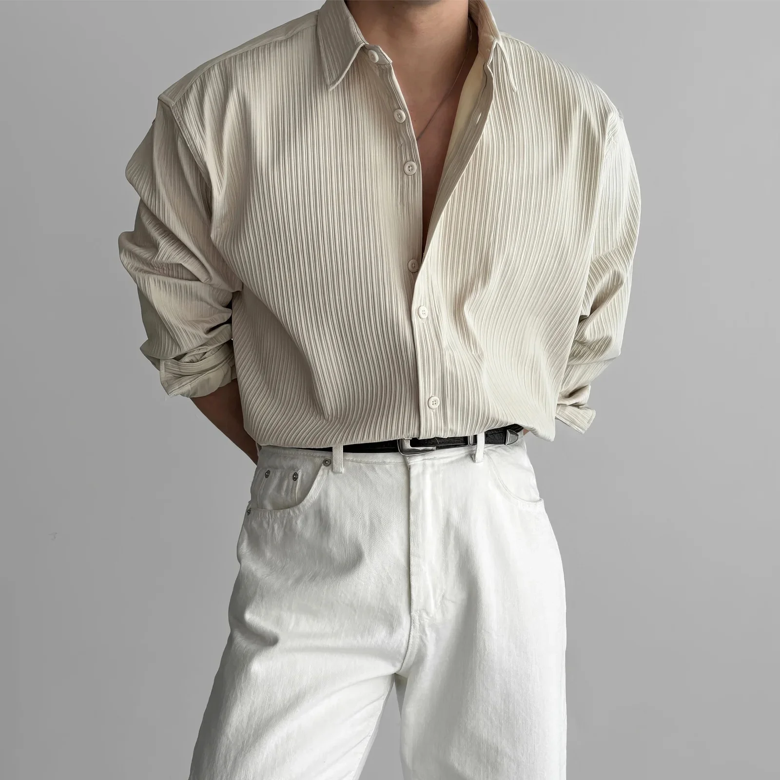 

Черная повседневная рубашка с длинным рукавом, мужская повседневная деловая рубашка премиум-класса в вертикальную полоску, осенний сезон, Китайское происхождение