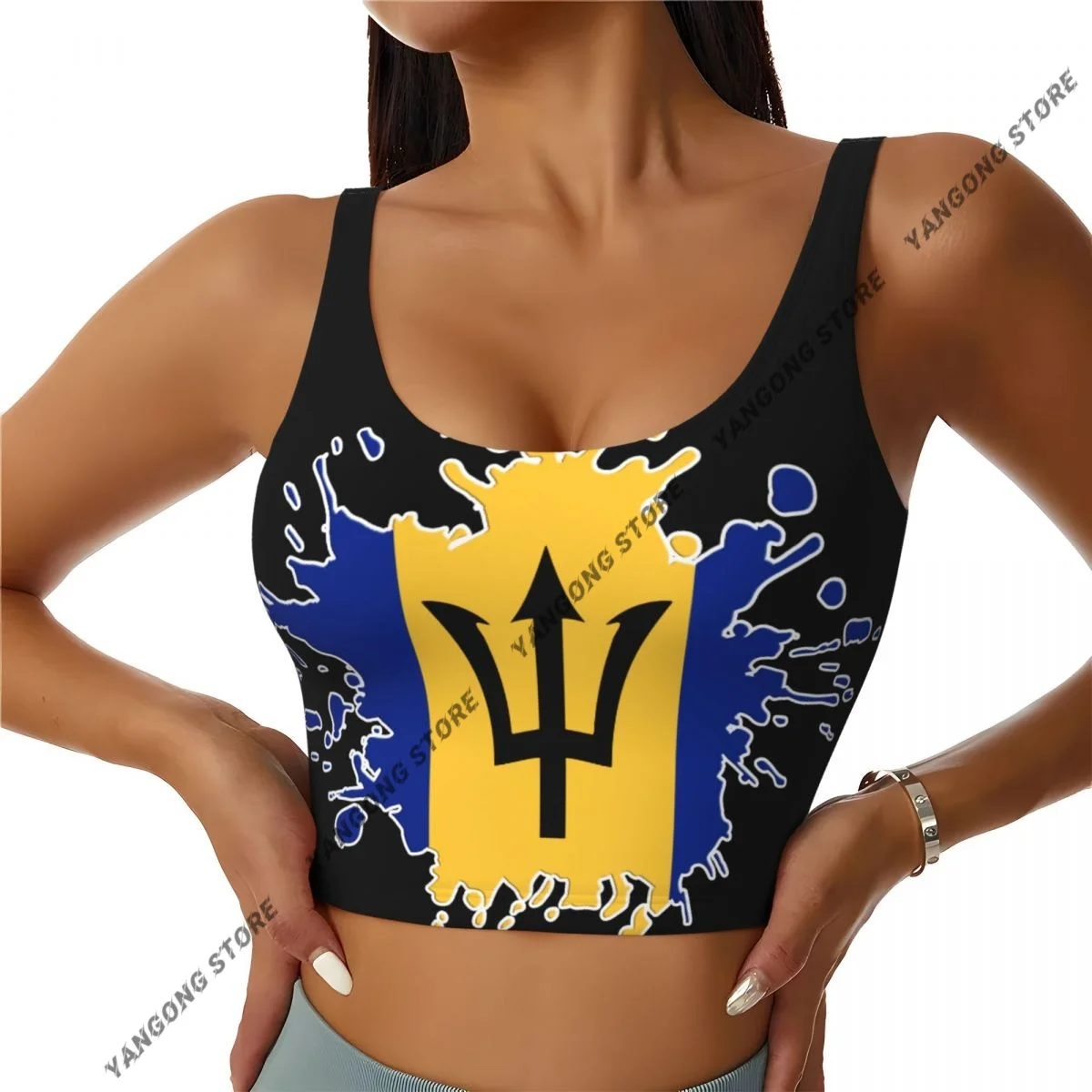 Women Sexy Sports Vest Abstract Barbados Flag Female Streetwear Sport Lingerie Tee Crop Top