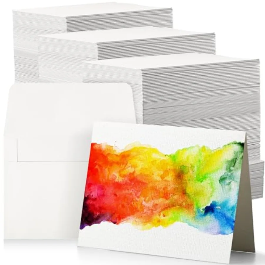 

Набор из 200 хлопковых акварельных карточек 4,25 x 5,5 дюймов, чистые хлопковые акварельные карточки с конвертами, бумага плотностью 140 фунтов.