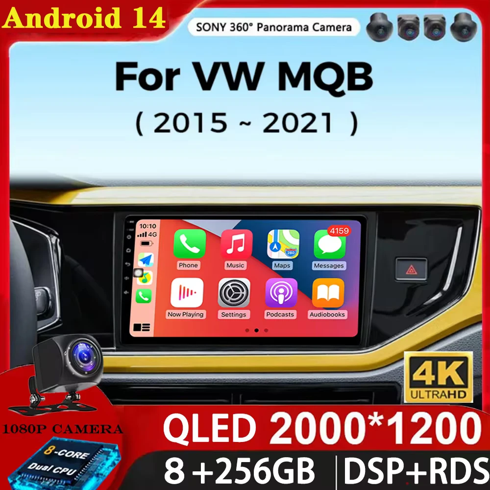 

Android 14 Carplay Auto for VW Volkswagen MQB POLO VI Jetta MK7 2015-2020 2021 Car Radio Stereo Video Multimedia Player GPS WIFI
