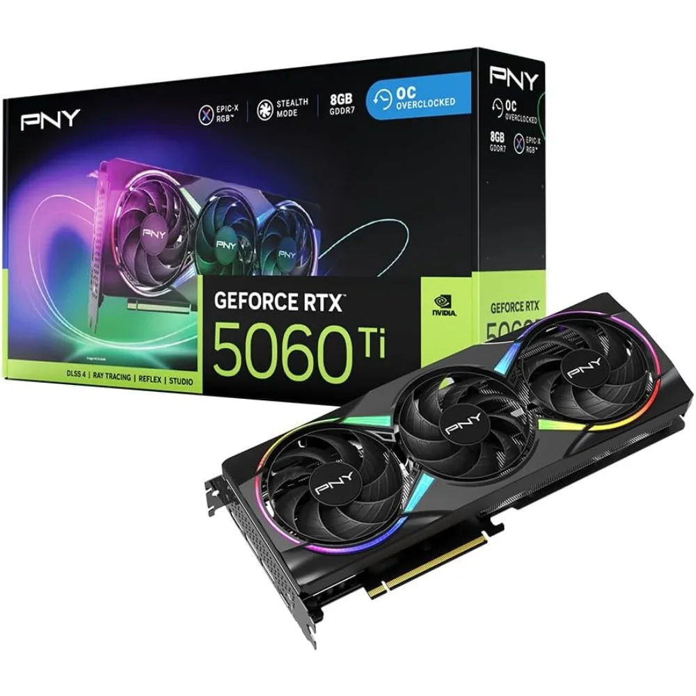 GeForce RTX 5060 Ti 8GB GDDR7 2692MHz Boost Triple Fan ARGB OC SFF Graphics Card PCIe 5.0 HDMI DP