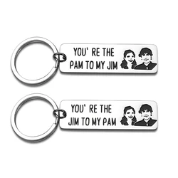 Couple Key chain The Office Gifts TV Show Anniversary Christmas Birthday Engagement for Stocking Stuffer Jim Pam Keychain