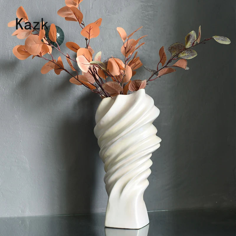 Light Luxury Threaded Pearlescent Ceramic Vase Creative Modern Decor Flower Vase Ikebana Vases Home Living Room Decoration