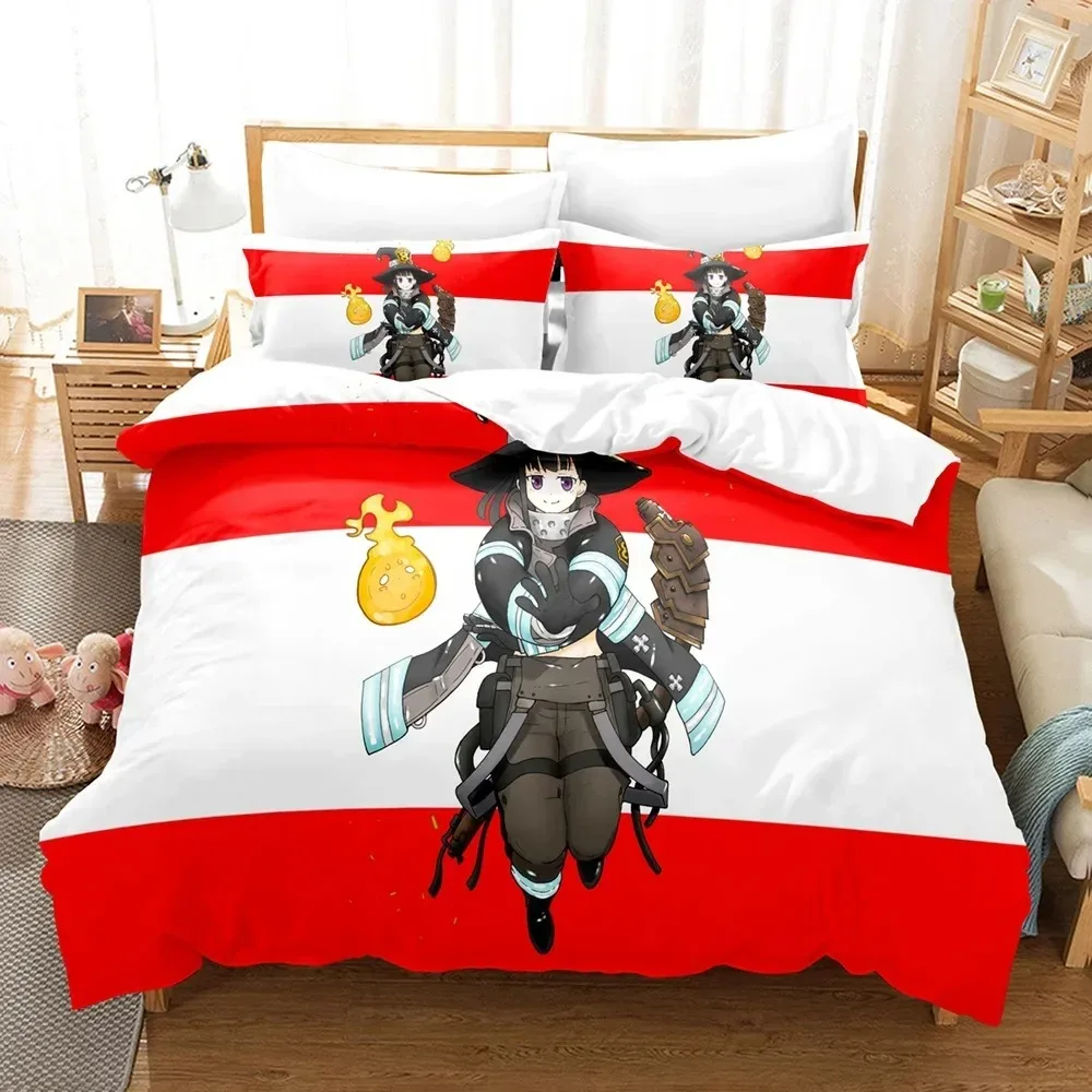 Fire Force Bedding Set Quilt Cover Twin Full Queen King Size With Pillowcases Anime Bed Set Aldult Kid Bedroom Decor Gift