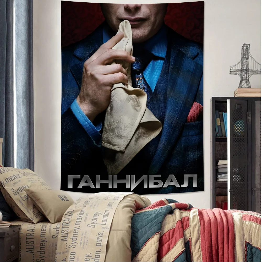 H-Hannibal TV Printed Large Wall Tapestry Art Science Fiction Room Home Decor Decor Blanket