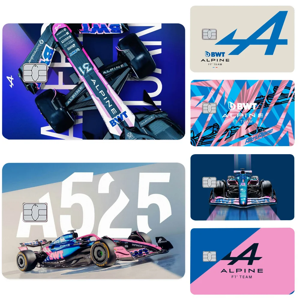 1PC A-Alpine Racing Team Card Stickers 4pcs PVC Card Skin Stickers for Bank Card Bus Metro Card Case Decorate Gift