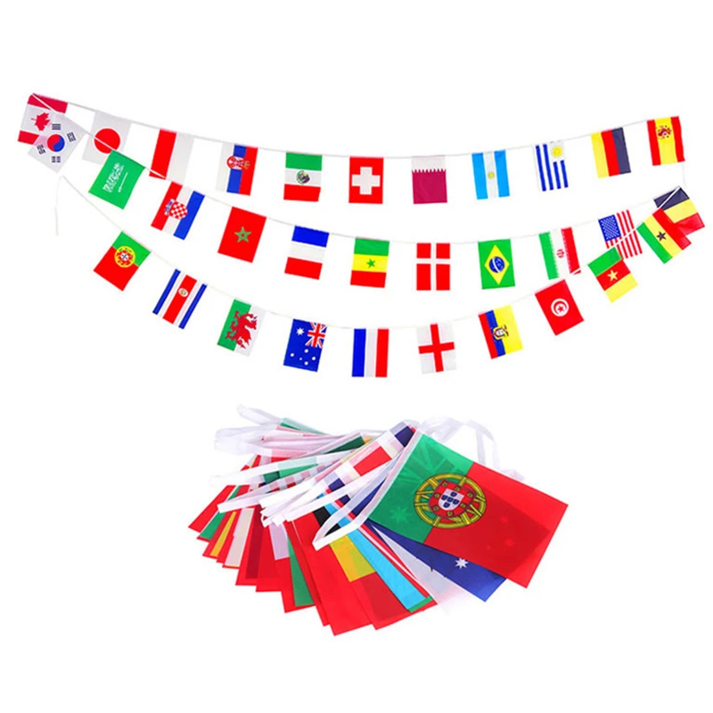 National Flags String Club Bar Decoration 14x21cm Football Bar Party Hanging Flags Banners American Ukraine Parade Flags