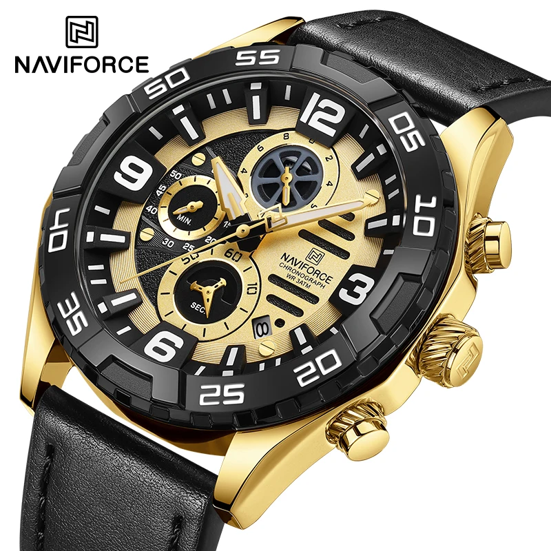 Men Watches NAVIFORCE Luxury Genuine Leather Strap Quartz Calendar Wristwatches Military Waterproof Sport Man Clock Reloj Hombre