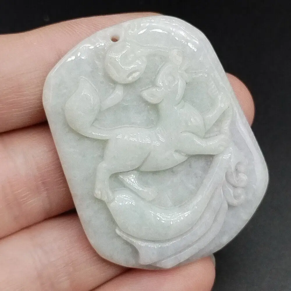 

Certified Burma 100% Natural Type A Jade Jadeite Carved Dog Coin Lucky Pendant
