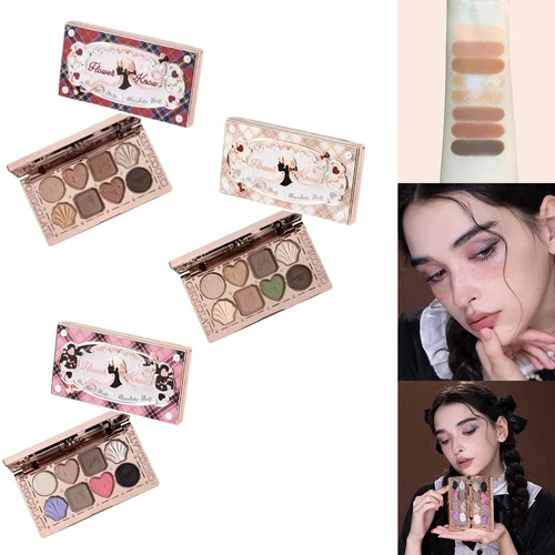 Flower Knows Chocolate Wonder-Shop Paleta de Sombras de Ojos de 8 Colores Mate Brillante con Purpurina Impermeable Alta Pigmentación Maquillaje de Larga Duración