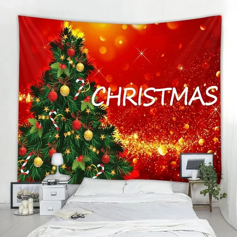 Christmas tree tapestry wall hanging santa claus elk snow scene christmas gift home living room bedroom holiday decoration