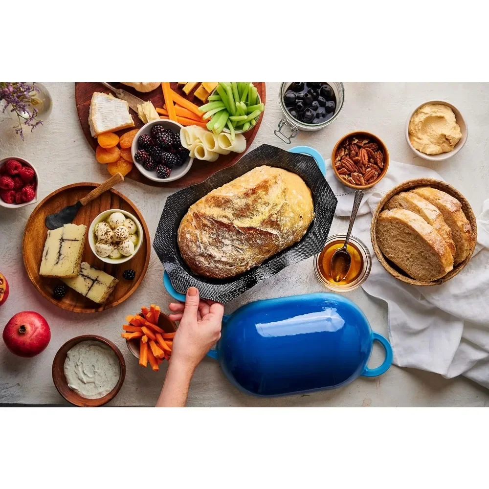 Easy Artisan Bread Baking Kit with Cast Iron Dutch Oven and Non-Stick Liner Effortless Homemade Bread Crunchy Crust Soft Crumb