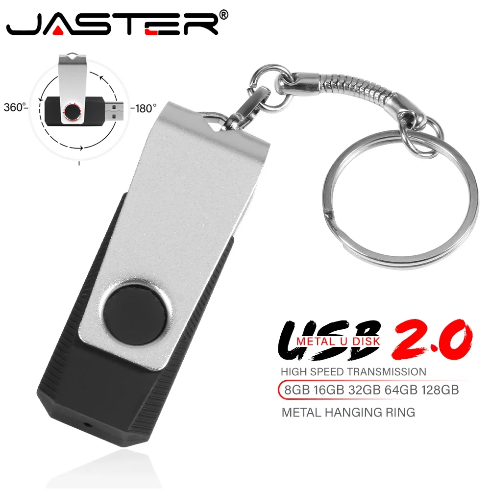 

USB 2.0 Flash Drives Pen Drive Metal Memory Stick 64GB 32GB Mini U Disk Rotatable USB Stick Key Chain Pendrive Creative Gifts