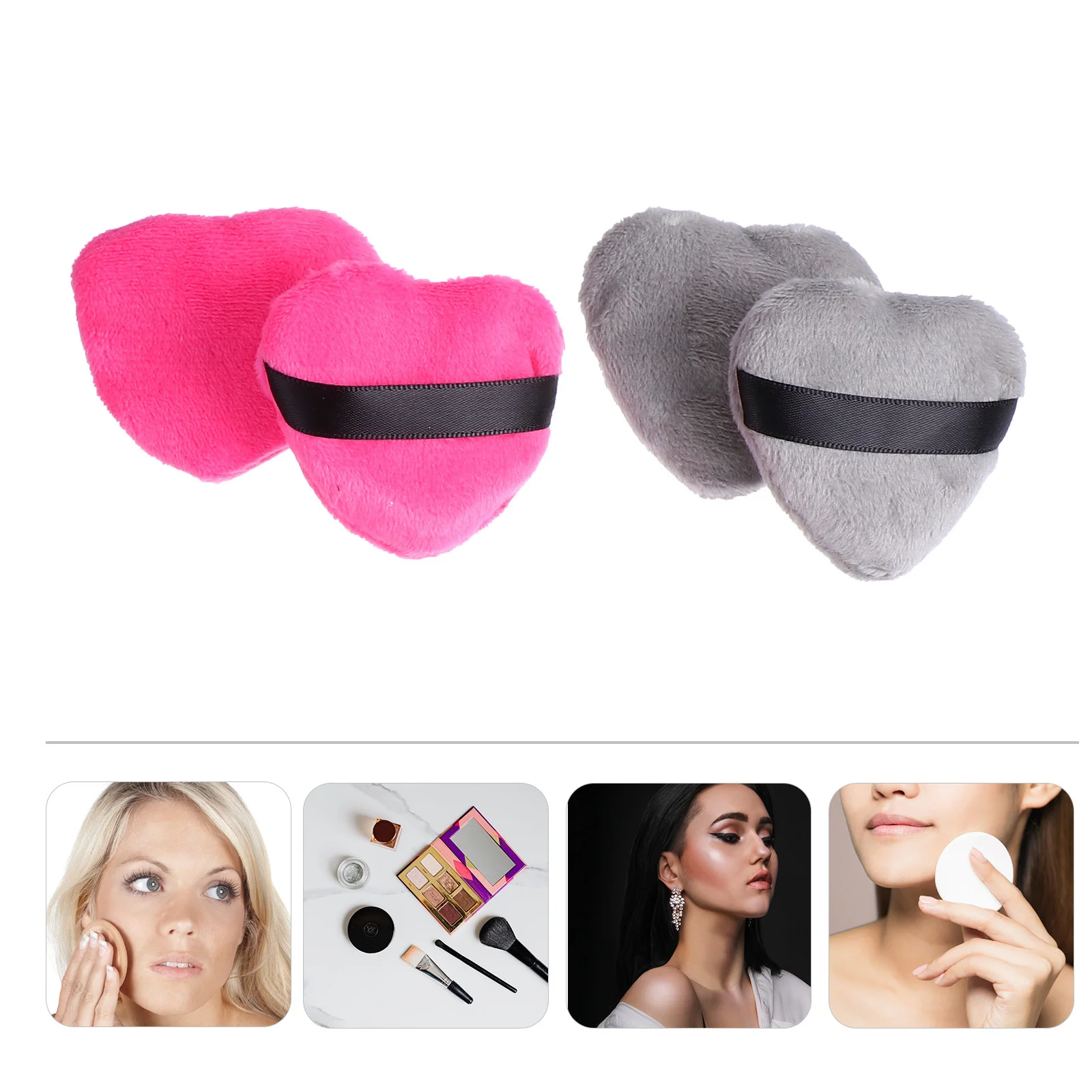 8Pcs Face Powder Puff Heart Shaped for Loose Mineral Body Powder Application Smooth Even Coverage with Back