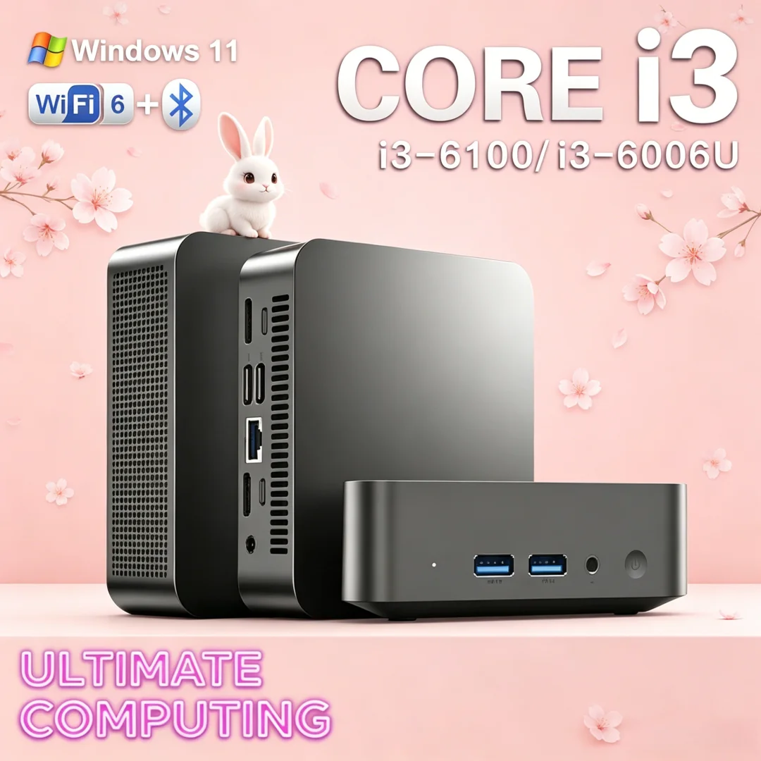 Cryptic 2026 Core I3 6100/i3-6006U MINI PC Windows 11 Pro Nimble Pocket Core 32GB RAM 1TB 2TB SSD WIFI 6 BT5.2 4K HD Dapper Mini