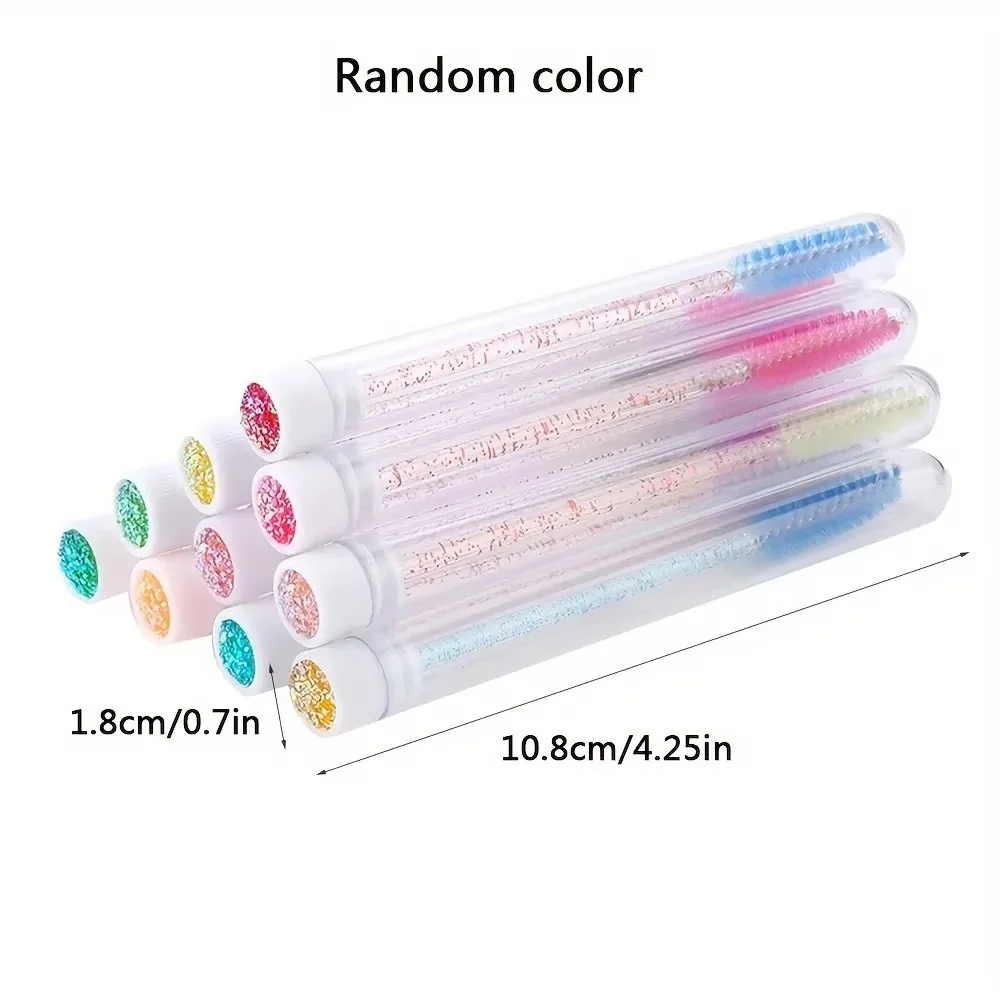 Spazzole per ciglia scintillanti portatili riutilizzabili in tubi Bacchetta per mascara con custodia contenitore Spoolies per ciglia Strumenti per il trucco