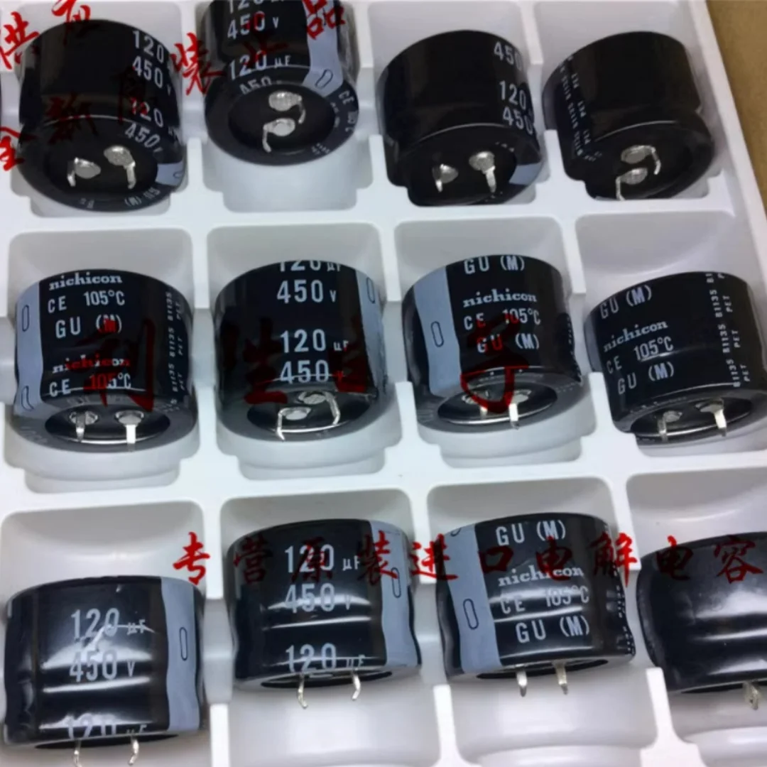 

Original Japanese NICHICON High Voltage Filter Electrolytic Capacitor 450V 120UF 30X22 GU 105°C