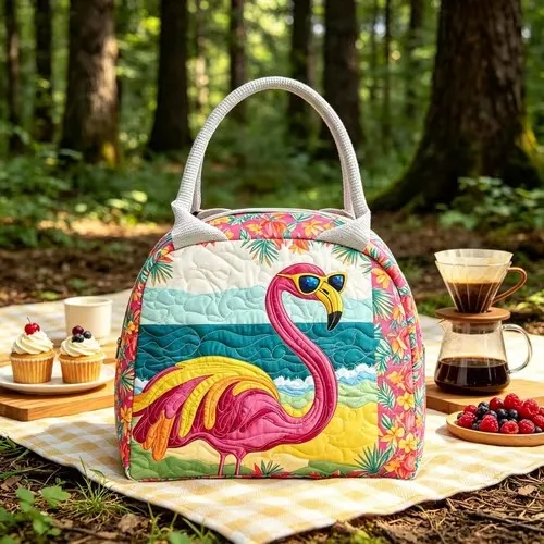 Insulated Large Capacity Lunch Bag Quilted Insulated Fresh-Keeping Bag Cute Cartoon Tote Bag Portable Handbags