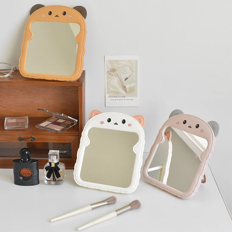 

Mini Travel Mirror Portable Irregular Dorm Kawaii Mirror White Aesthetic Creative Espejo Maquillaje Luz House Accessories