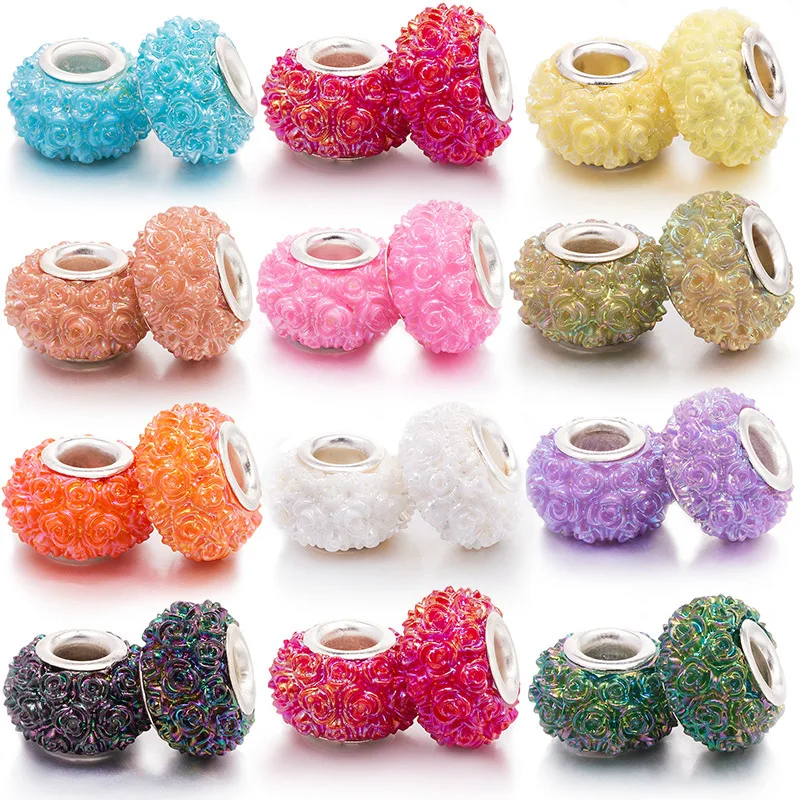 

10pcs/lot Mixed Fully Engraved With Roses Bead Loose Beads For Charm Making DIY Bracelets Necklace Accessories