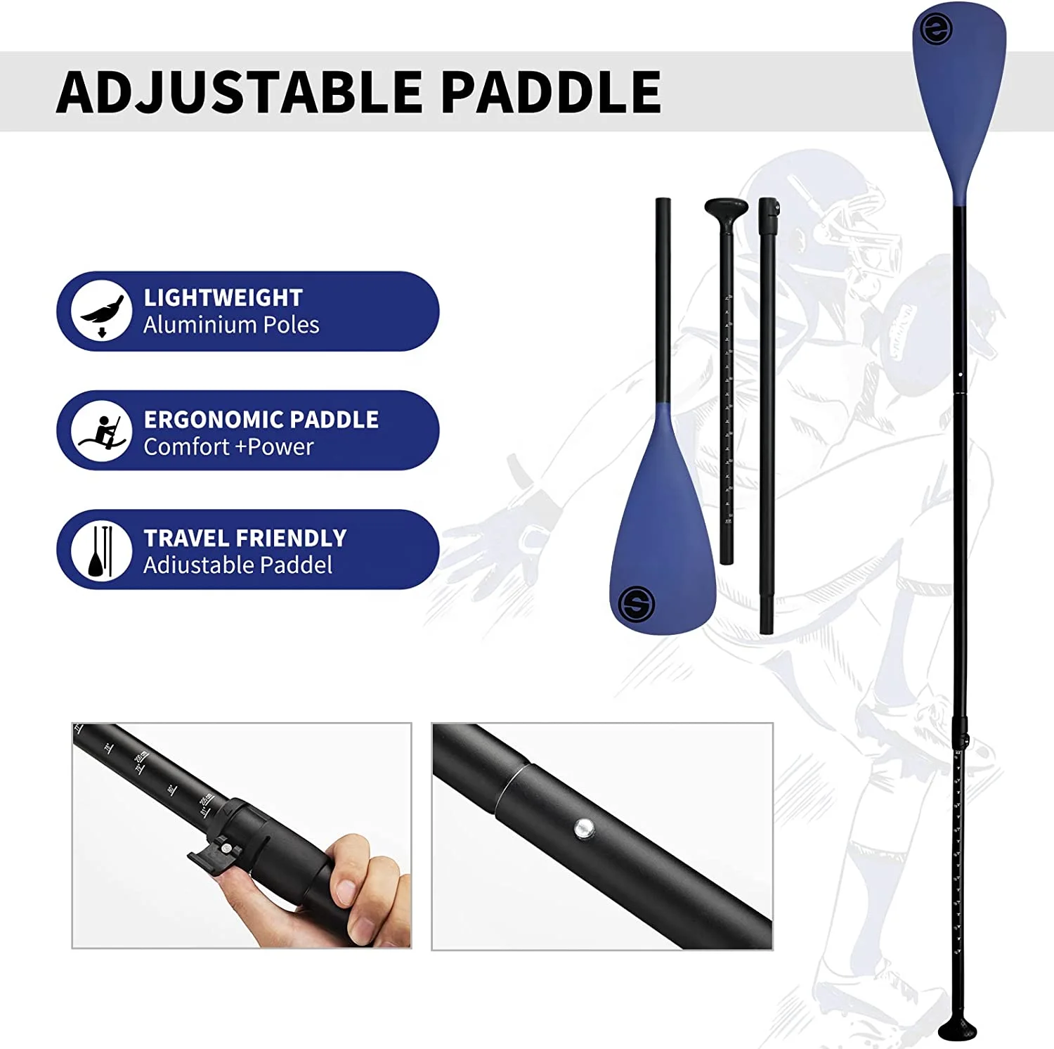SUP Board All-Round Black Inflatable Stand up Paddle Board Body Board for Ocean Waters
