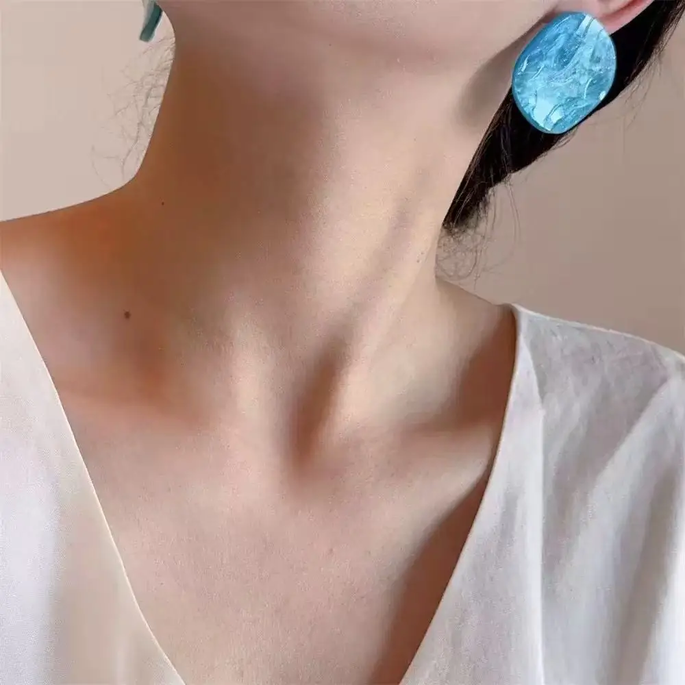 Premium Acetate Round Earrings Candy Color Twisted Design French Chic Niche Resort Versatile Post for Women